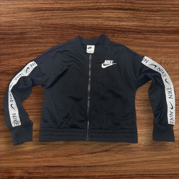 Nike Other - Y2K Nike Kids Track Jacket Black & White Athletic Activewear Bomber Logo Medium
